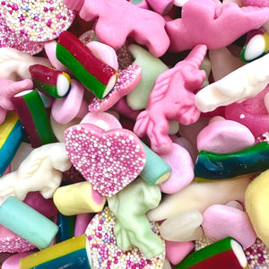 unicorn themed sweets pick and mix